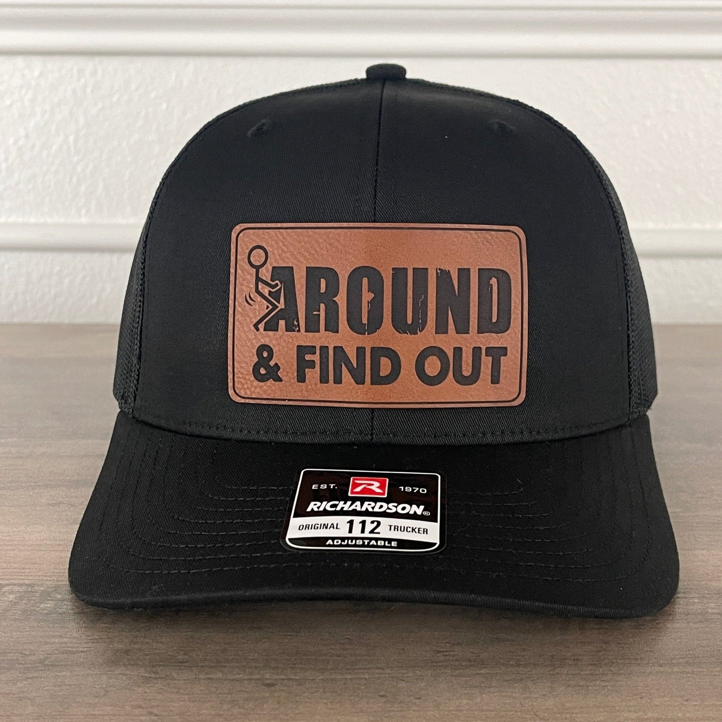 F Around And Find Out Leather Patch Hat Black - Hollow Point Society - Patch Hat