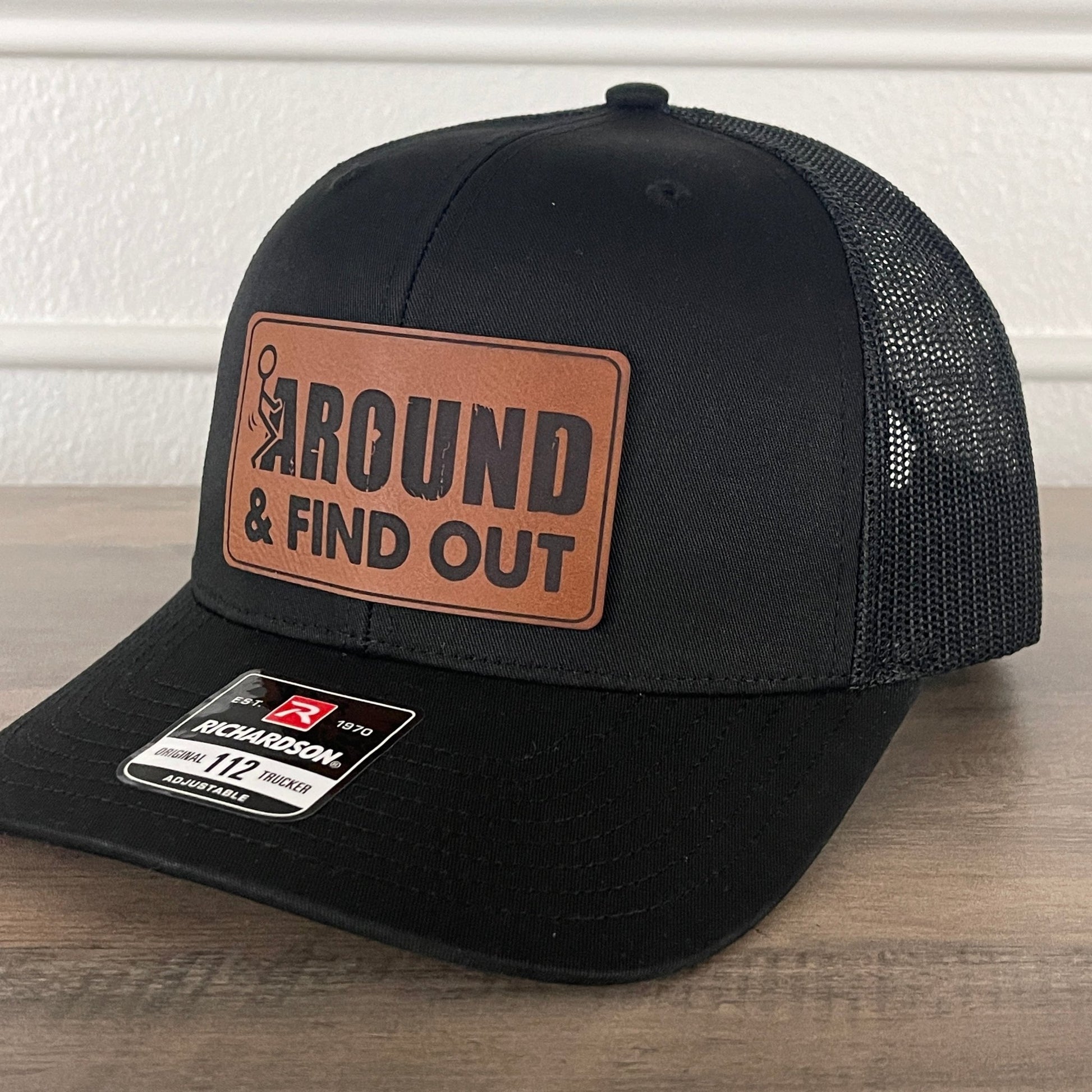 F Around And Find Out Leather Patch Hat Black - Hollow Point Society - Patch Hat