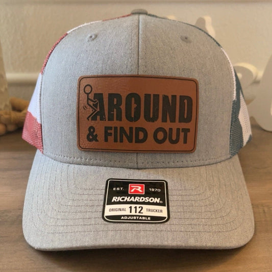 F Around And Find Out Leather Patch Hat Stars & Stripes - Hollow Point Society - Patch Hat