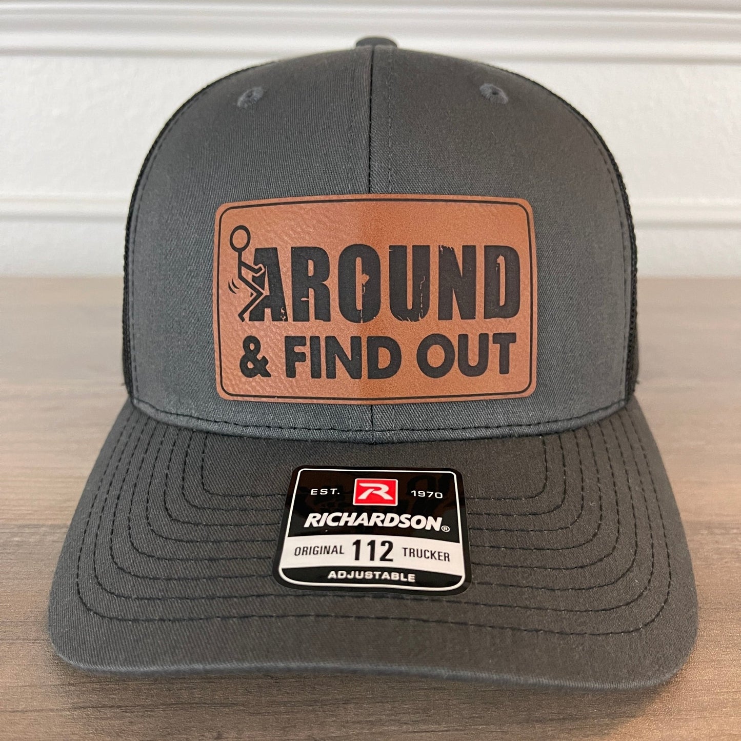 F Around And Find Out Patriotic Leather Patch Hat Charcoal/Black - Hollow Point Society - Patch Hat