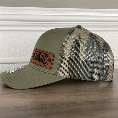 FAFO F Around And Find Out 2A 2nd Amendment Patriotic Leather Patch Hat Green/Camo - Hollow Point Society - Patch Hat