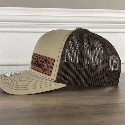 FAFO F Around And Find Out Leather Patch Hat Khaki/Brown - Hollow Point Society - Patch Hat