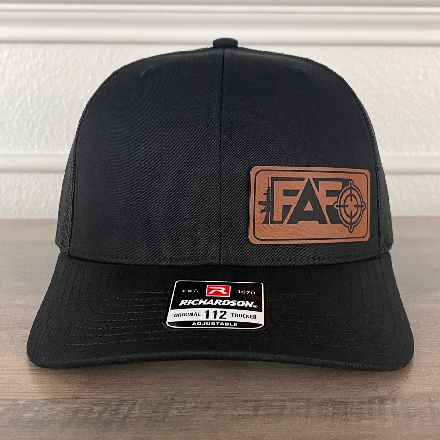 FAFO F Around And Find Out Side Leather Patch Hat Black - Hollow Point Society - Patch Hat