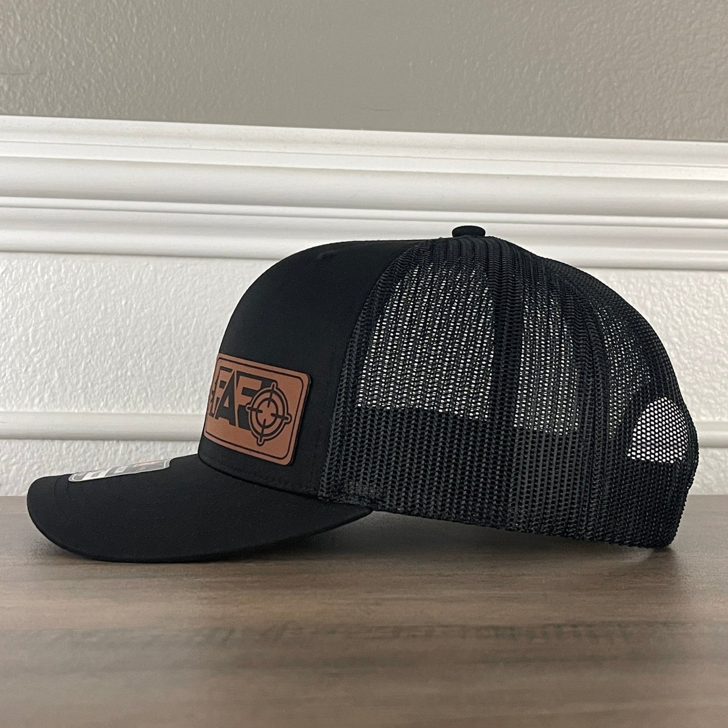 FAFO F Around And Find Out Side Leather Patch Hat Black - Hollow Point Society - Patch Hat