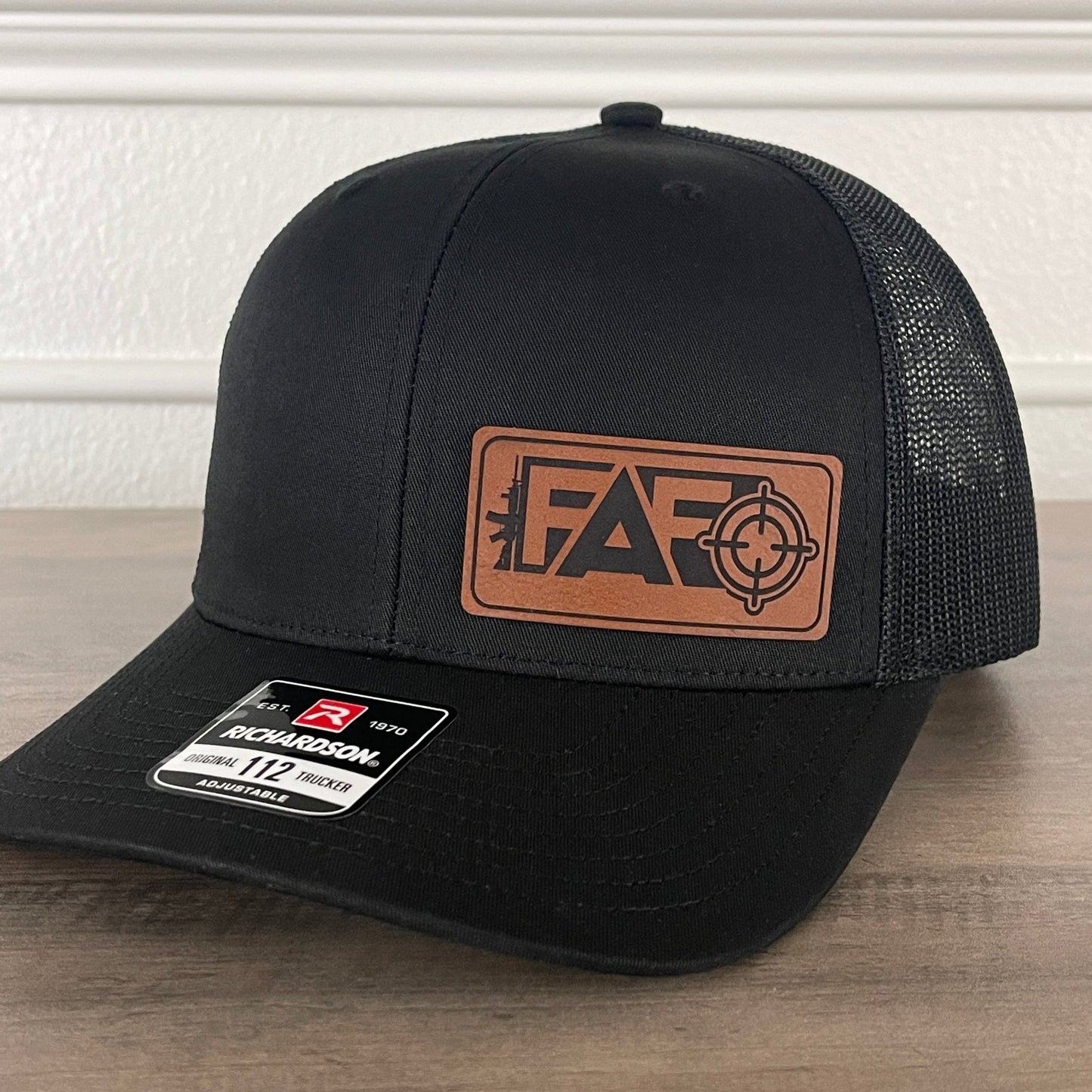 FAFO F Around And Find Out Side Leather Patch Hat Black - Hollow Point Society - Patch Hat