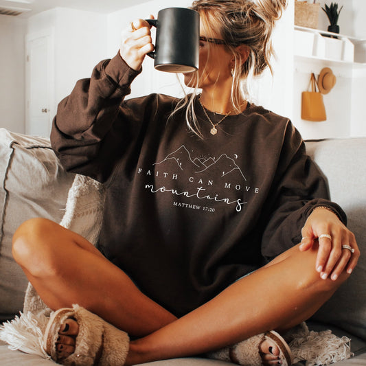Faith Can Move Mountains Sweatshirt Matthew 17:20 Women’s Christian Sweater - Hollow Point Society - Sweater