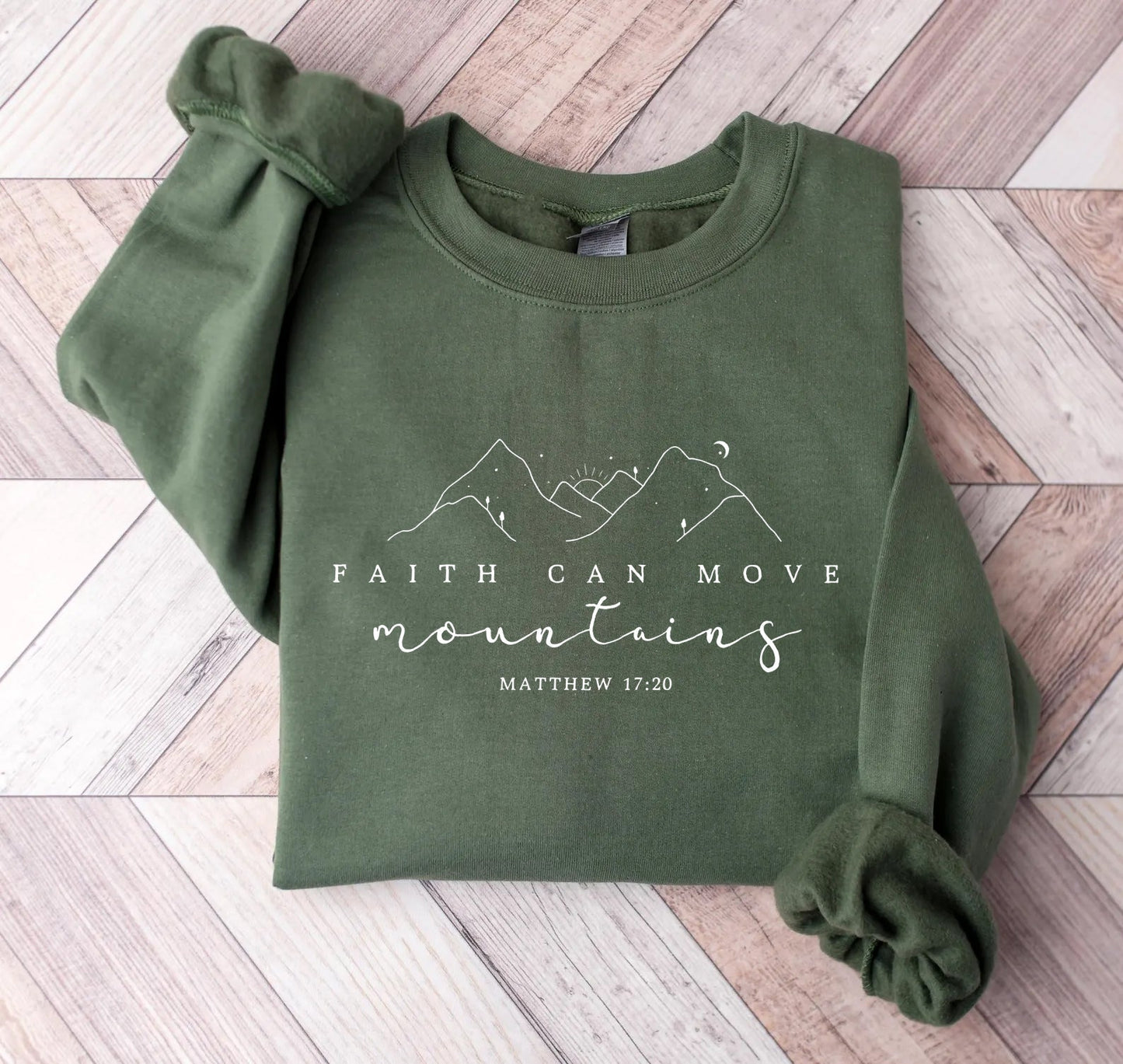 Faith Can Move Mountains Sweatshirt Matthew 17:20 Women’s Christian Sweater - Hollow Point Society - Sweater