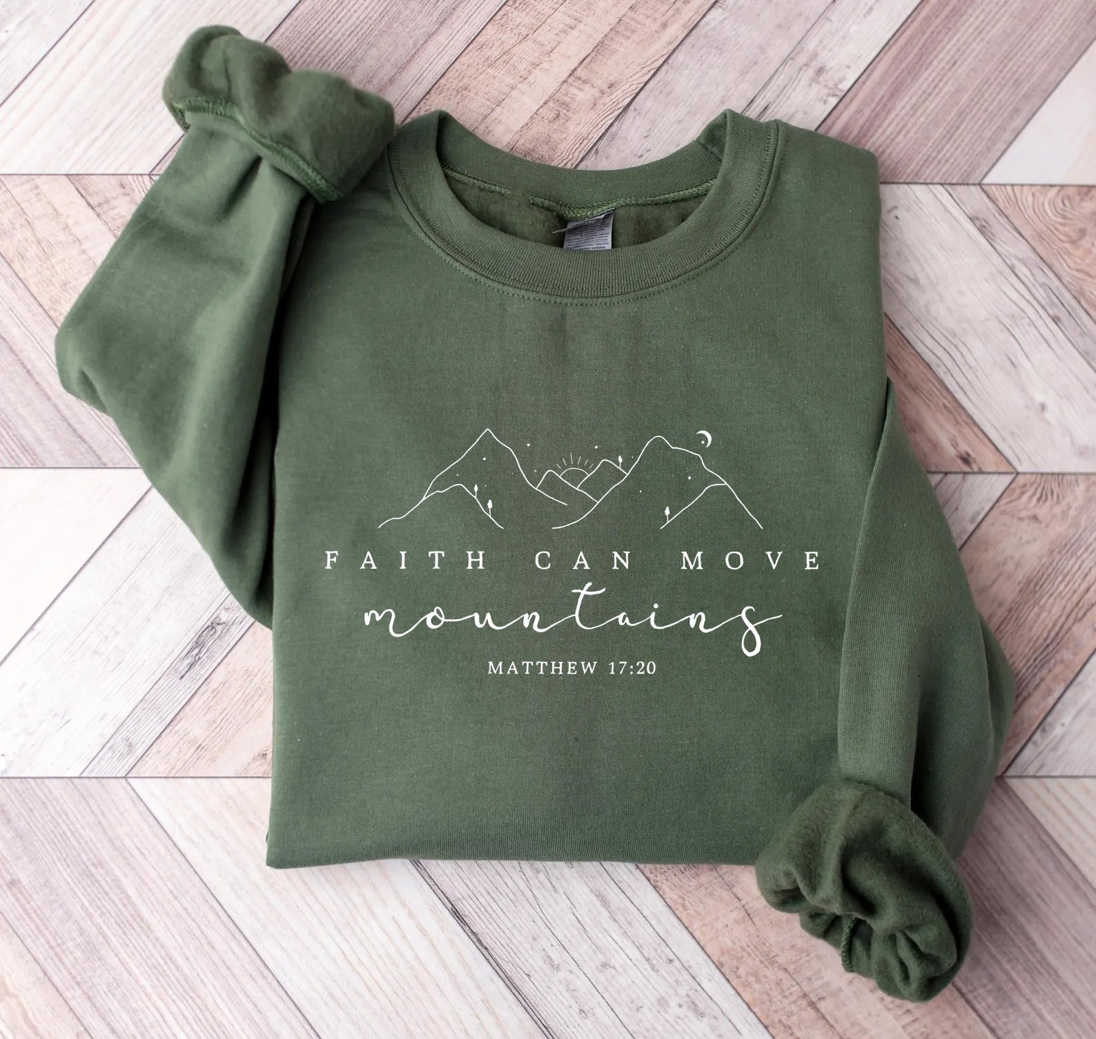 Faith Can Move Mountains Sweatshirt Matthew 17:20 Women’s Christian Sweater - Hollow Point Society - Sweater