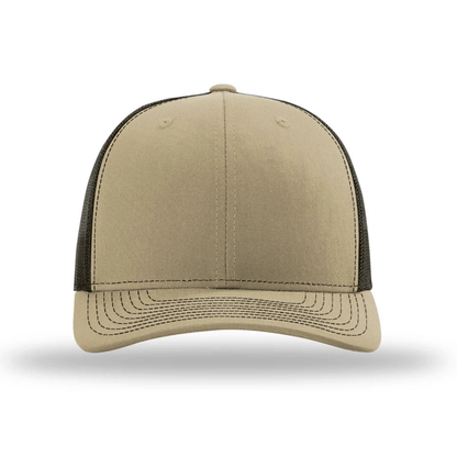 Fishing And Duck Hunting American Flag Patriotic Leather Patch Hat Khaki/Brown - Hollow Point Society - Patch Hat