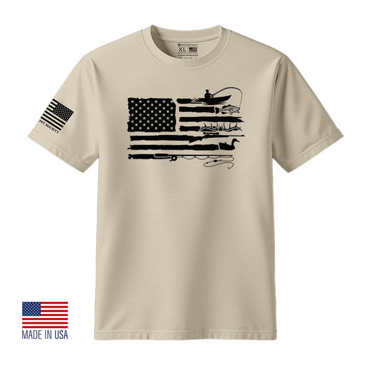 Fishing Hunting American Flag T-Shirt - Hollow Point Society - T-Shirt