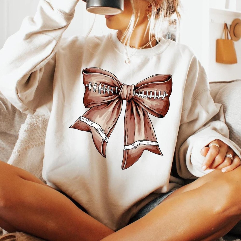 Football Bow Sweatshirt Coquette Sweater - Hollow Point Society - Sweater