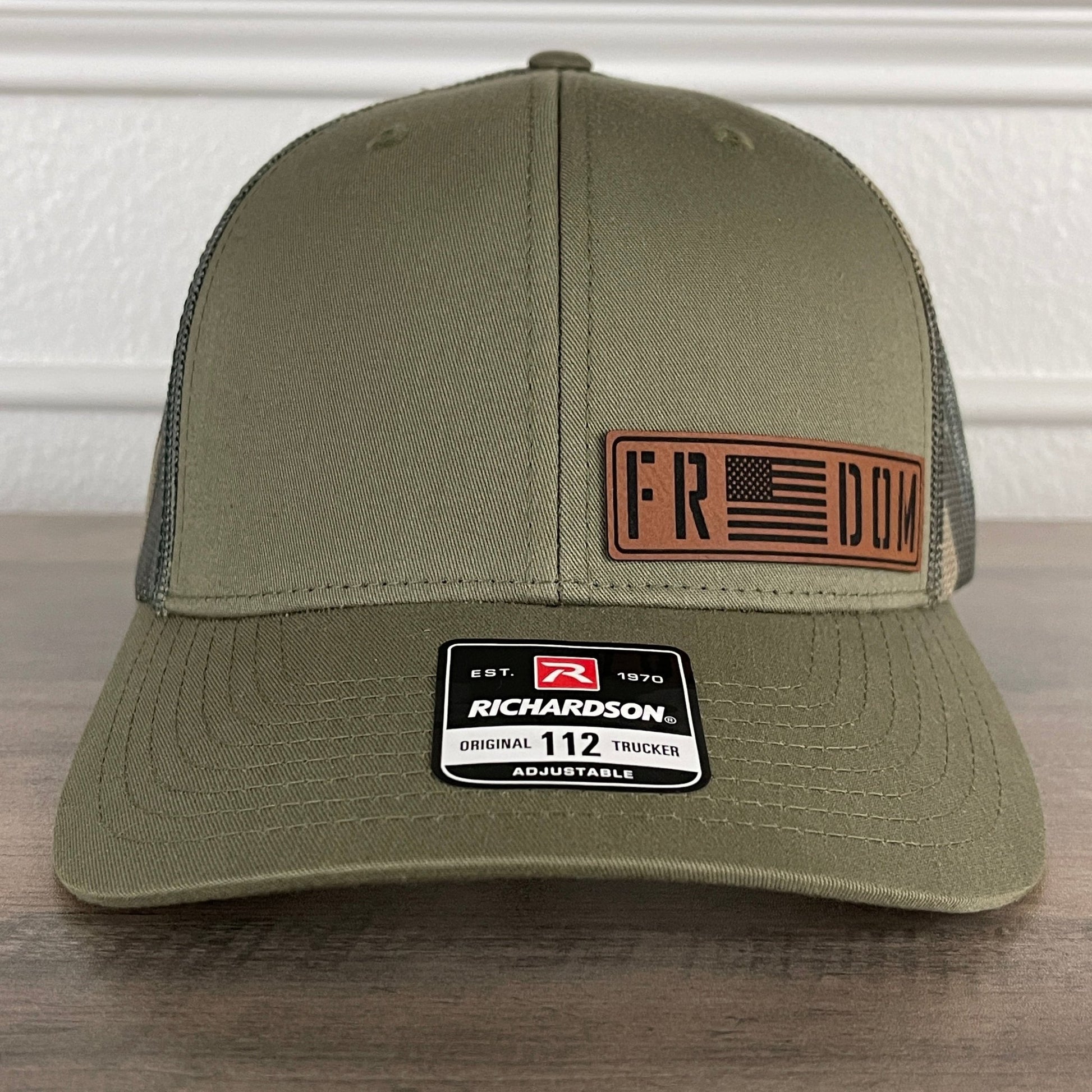 Freedom American Flag Patriotic Leather Patch Hat Green/Camo - Hollow Point Society - Patch Hat