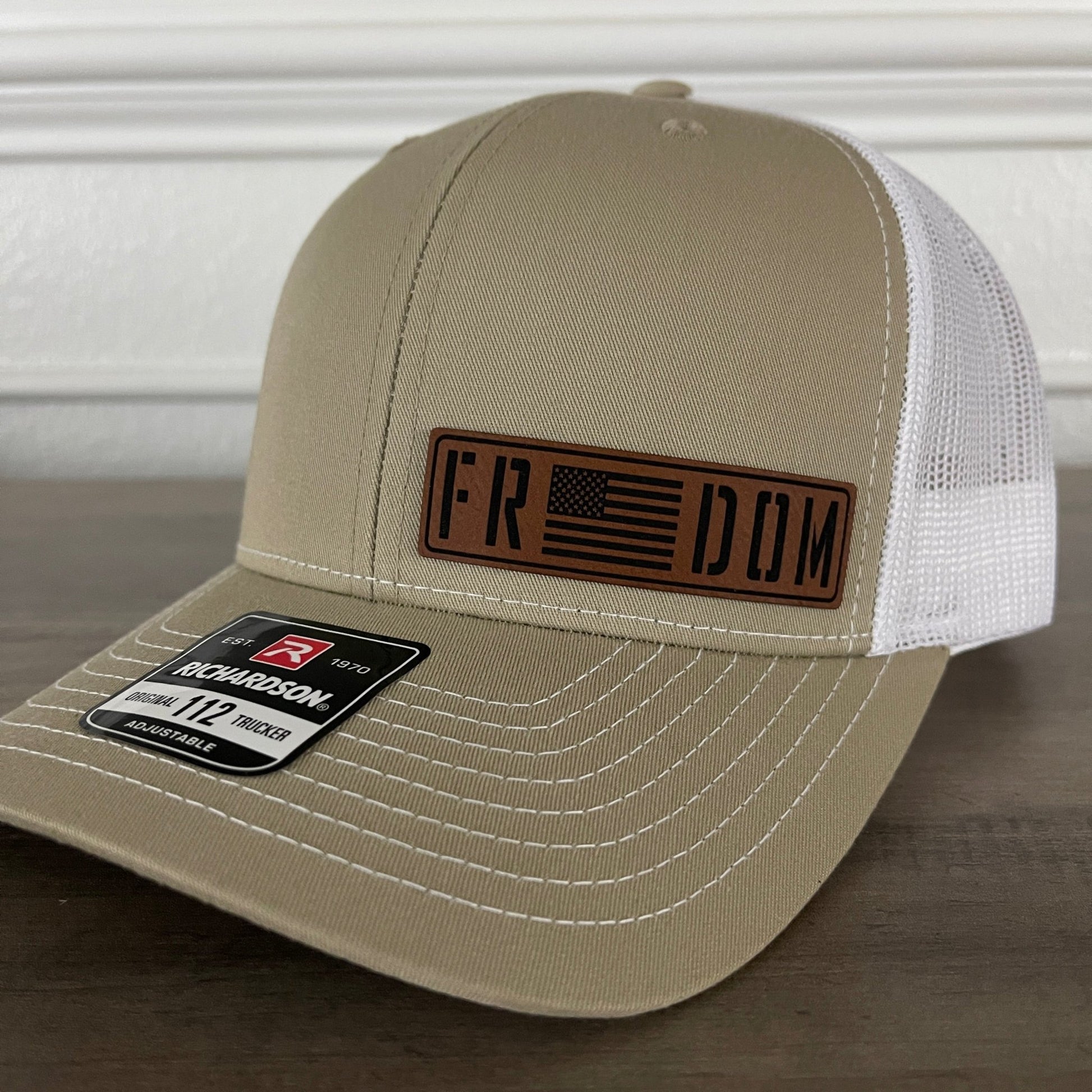 Freedom Flag Leather Patch Hat Khaki - Hollow Point Society - Patch Hat