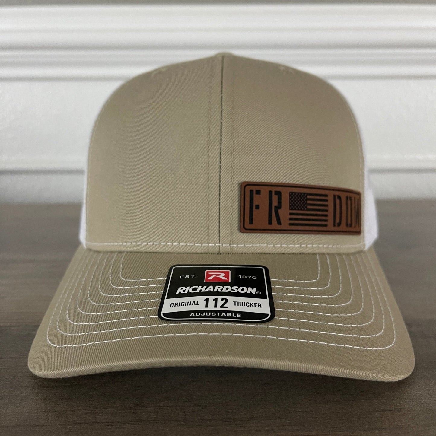 Freedom Flag Leather Patch Hat Khaki - Hollow Point Society - Patch Hat