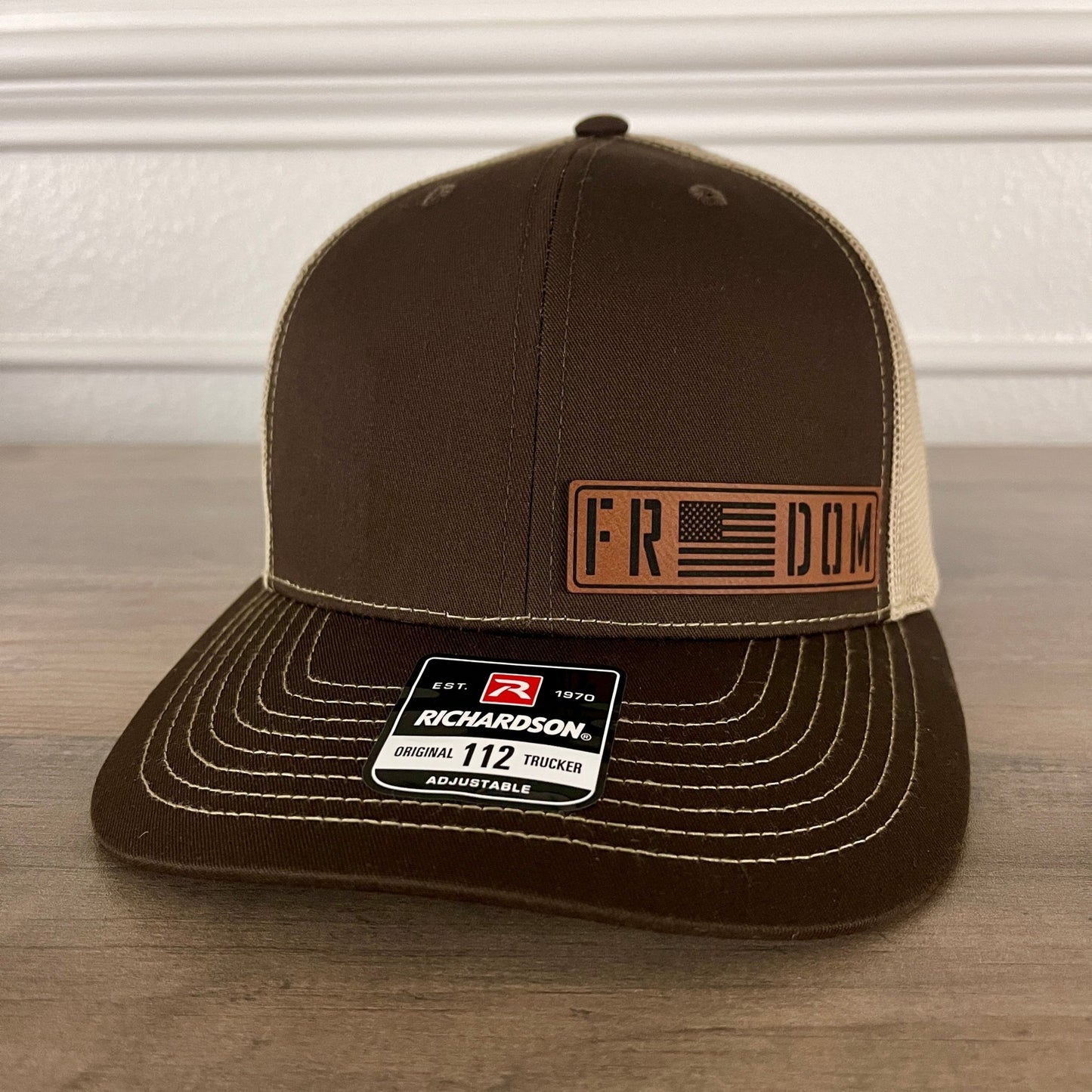 Freedom Flag Side Leather Patch Hat Brown - Hollow Point Society - Patch Hat