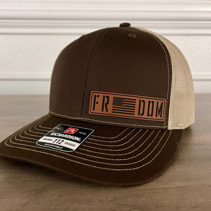 Freedom Flag Side Leather Patch Hat Brown - Hollow Point Society - Patch Hat