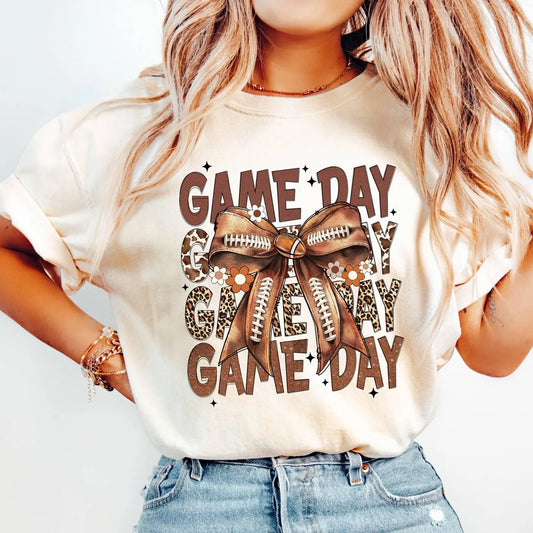 Game Day Football Shirt Coquette Bow Tee (4 colors) - Hollow Point Society - T-Shirt