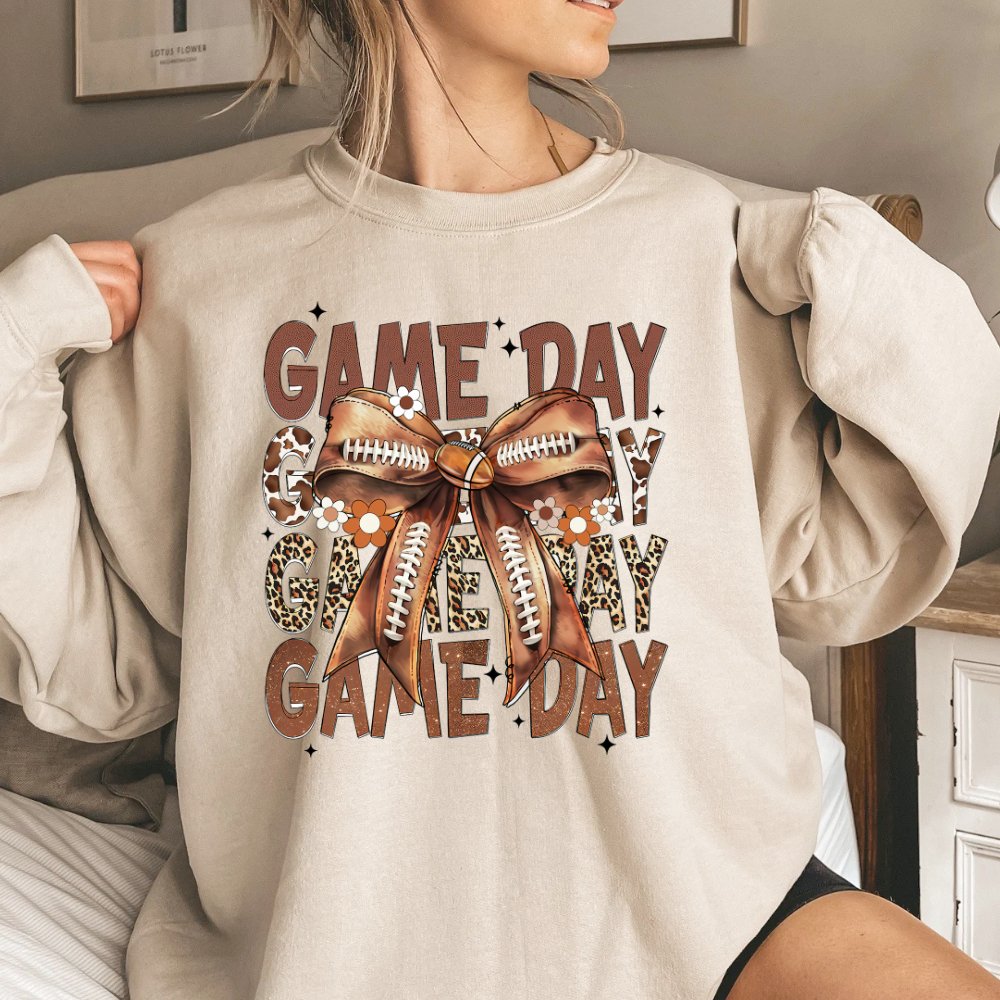 Game Day Football Sweatshirt Coquette Bow Sweater - Hollow Point Society - Sweater