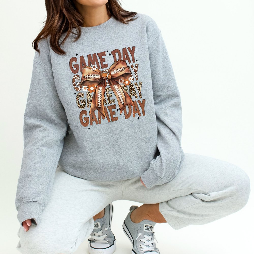 Game Day Football Sweatshirt Coquette Bow Sweater - Hollow Point Society - Sweater