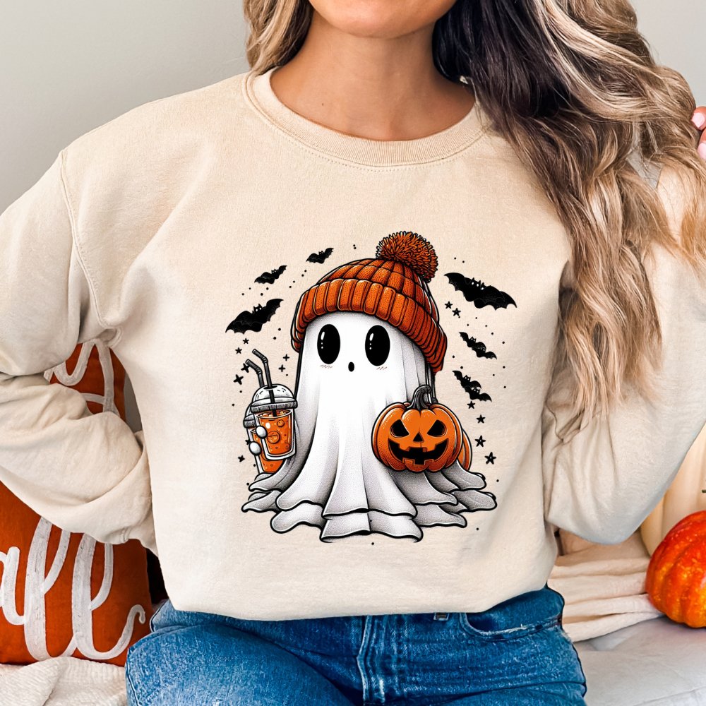 Ghost Holding Coffee Halloween Sweater (3 colors) - Hollow Point Society - Sweater