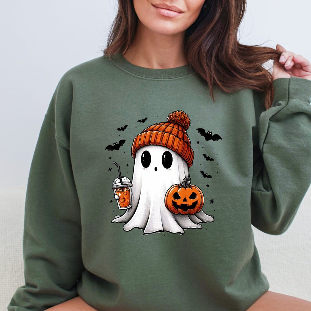 Ghost Holding Coffee Halloween Sweater (3 colors) - Hollow Point Society - Sweater