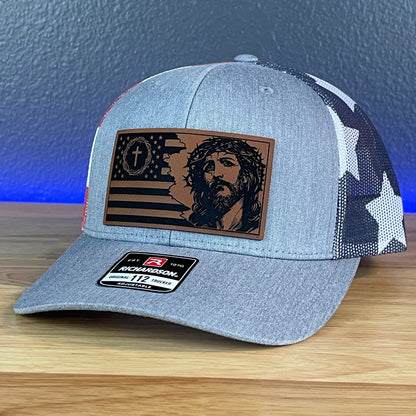 God and Country Jesus American Flag Christian Leather Patch SnapBack Trucker Hat Stars & Stripes - Hollow Point Society - Patch Hat