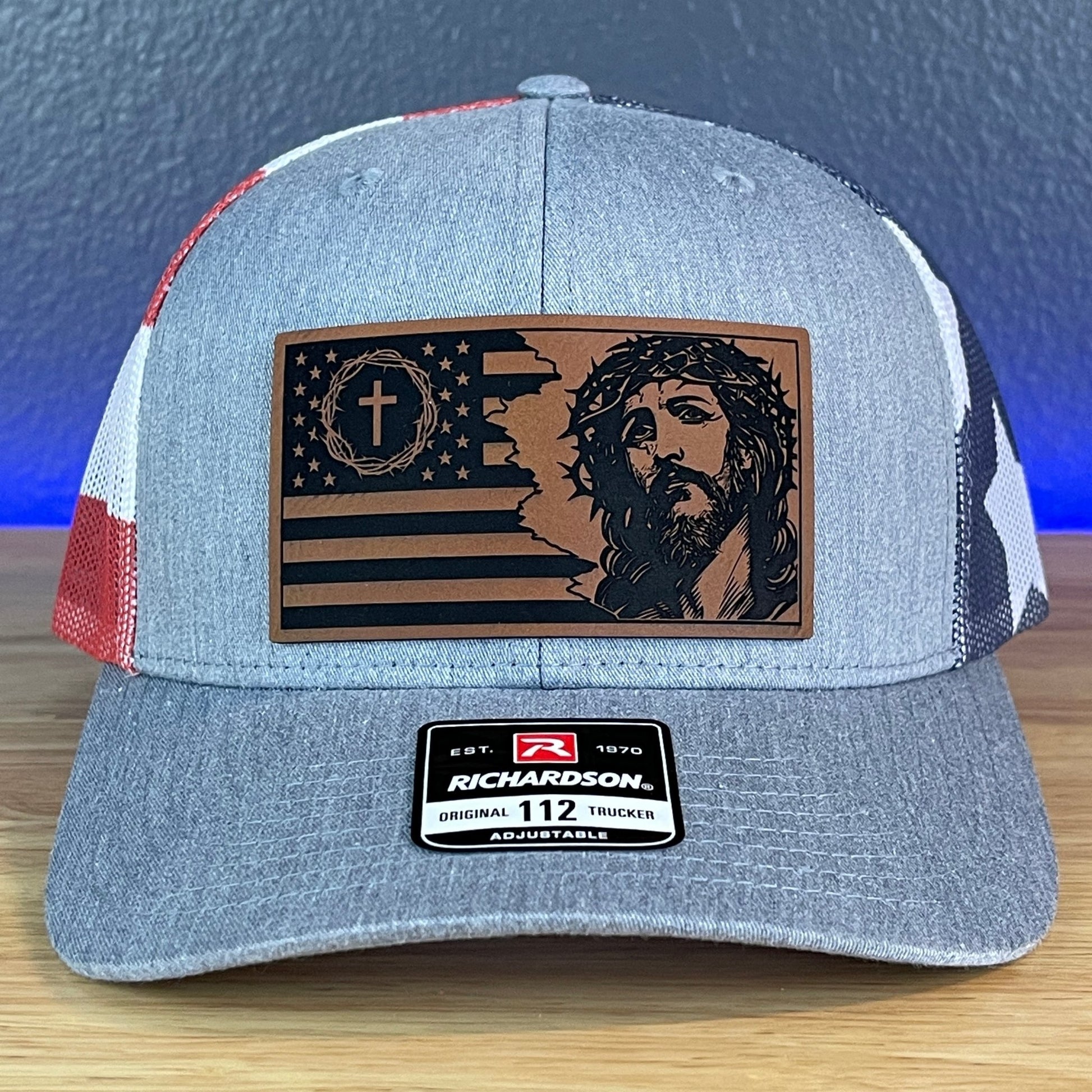 God and Country Jesus American Flag Christian Leather Patch SnapBack Trucker Hat Stars & Stripes - Hollow Point Society - Patch Hat