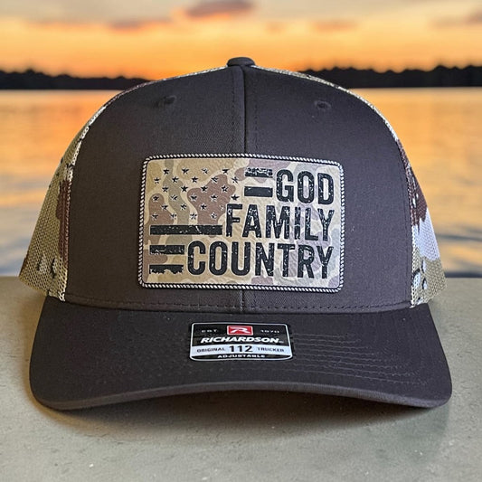 God Family Country American Flag Patch Hat - Hollow Point Society - Patch Hat