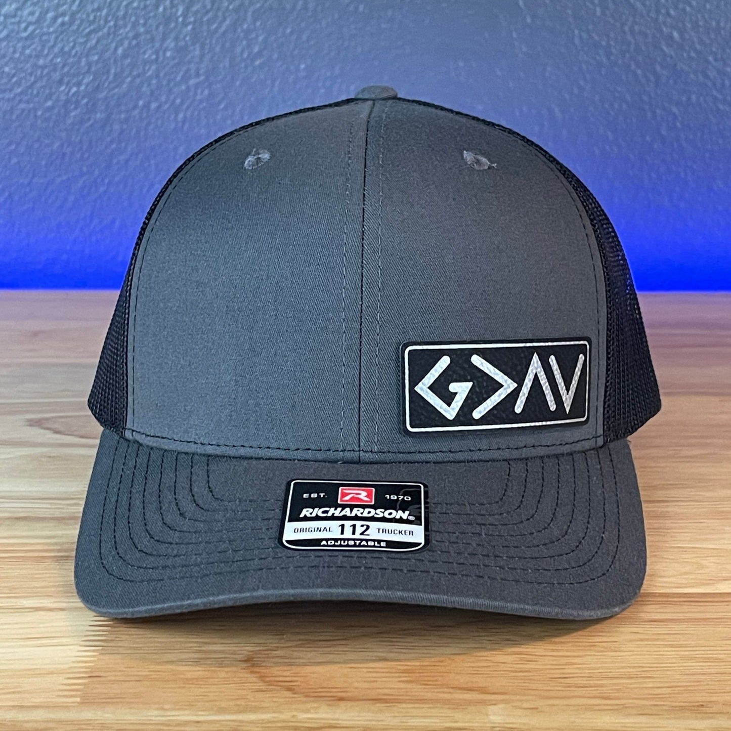 God Is Greater Than The Highs And Lows Christian SnapBack Leather Patch Hat Blk/Silv Side - Hollow Point Society - Patch Hat