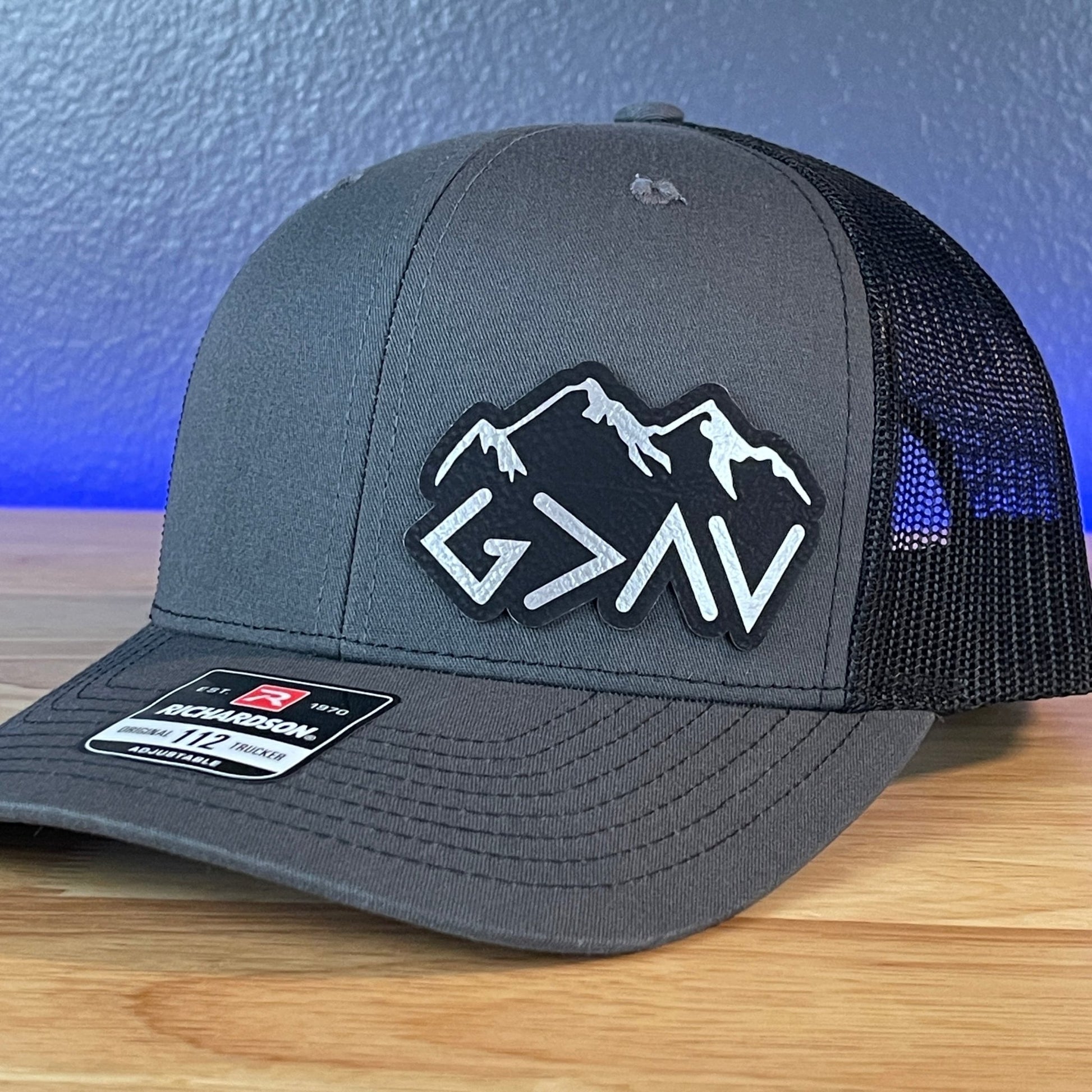 God Is Greater Than The Highs And Lows Christian SnapBack Leather Patch Hat Blk/Silv Side Outline - Hollow Point Society - Patch Hat