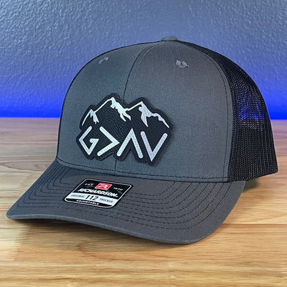 God Is Greater Than The Highs And Lows Christian SnapBack Leather Patch Hat Outline Blk/Silv - Hollow Point Society - Patch Hat