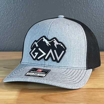 God Is Greater Than The Highs And Lows Christian SnapBack Leather Patch Hat Outline Blk/Silv - Hollow Point Society - Patch Hat