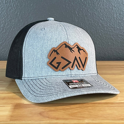 God Is Greater Than The Highs And Lows Christian SnapBack Leather Patch Hat Outline - Hollow Point Society - Patch Hat