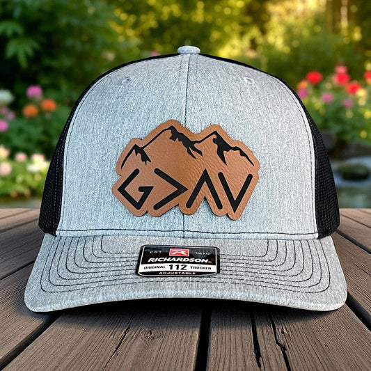 God Is Greater Than The Highs And Lows Christian SnapBack Leather Patch Hat Outline - Hollow Point Society - Patch Hat