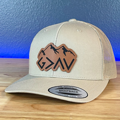 God Is Greater Than The Highs And Lows Christian SnapBack Leather Patch Hat Rawhide Outline - Hollow Point Society - Patch Hat