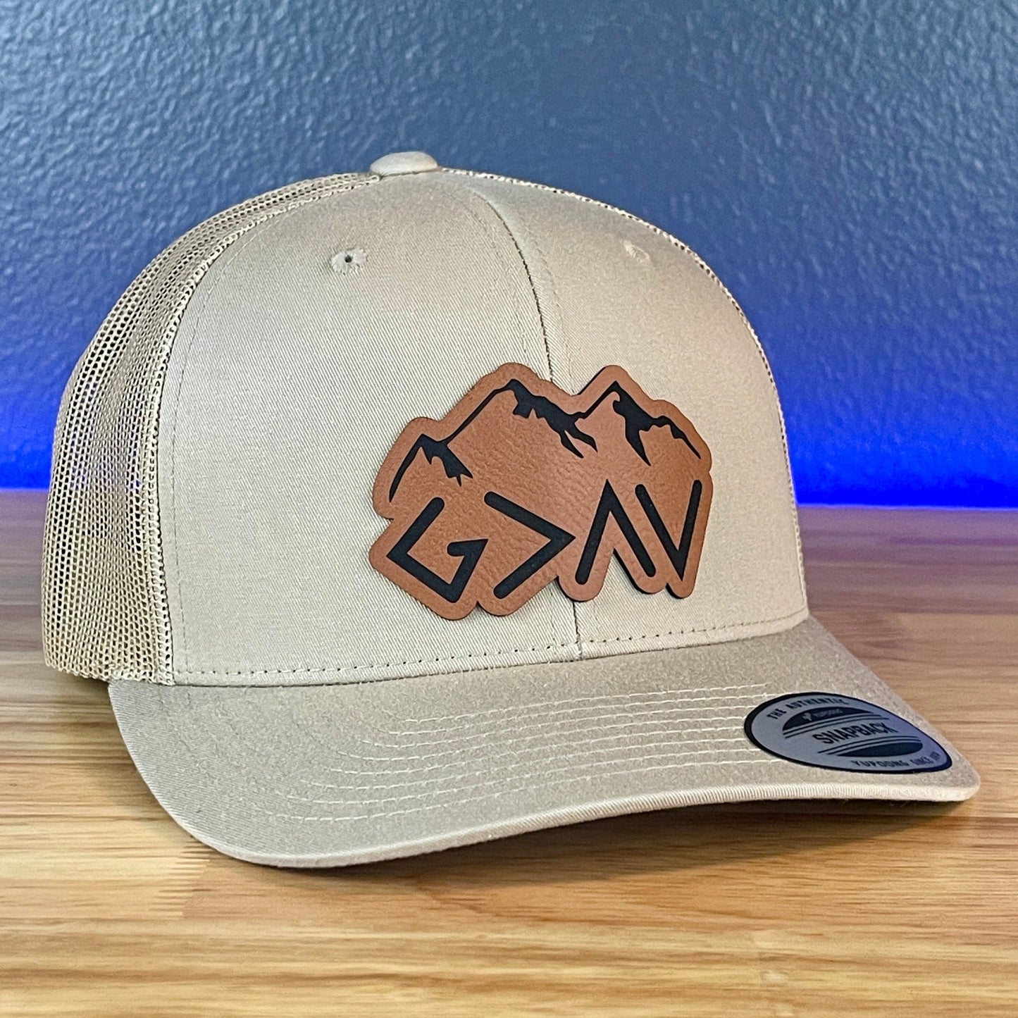 God Is Greater Than The Highs And Lows Christian SnapBack Leather Patch Hat Rawhide Outline - Hollow Point Society - Patch Hat