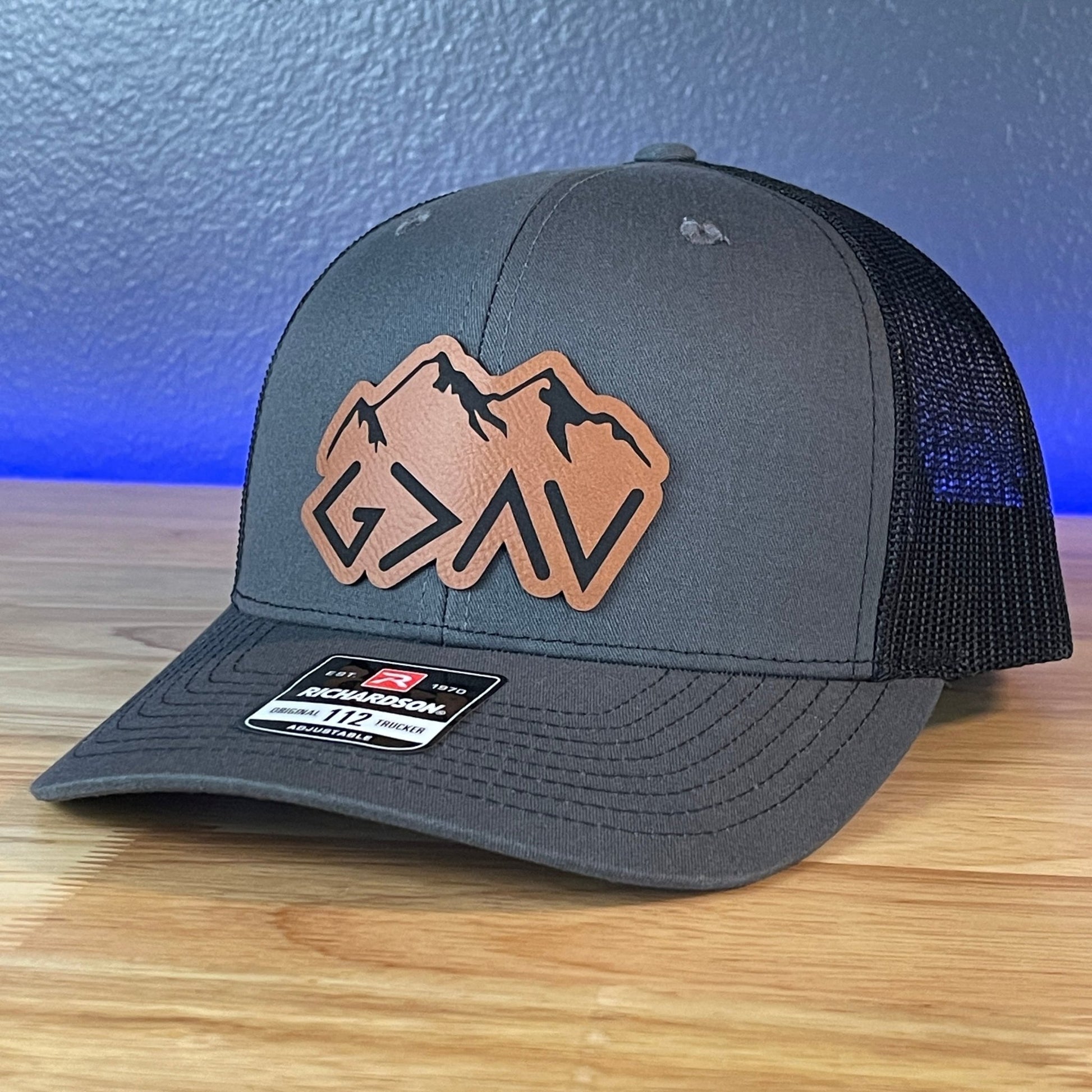 God Is Greater Than The Highs And Lows Christian SnapBack Leather Patch Hat Rawhide Outline - Hollow Point Society - Patch Hat