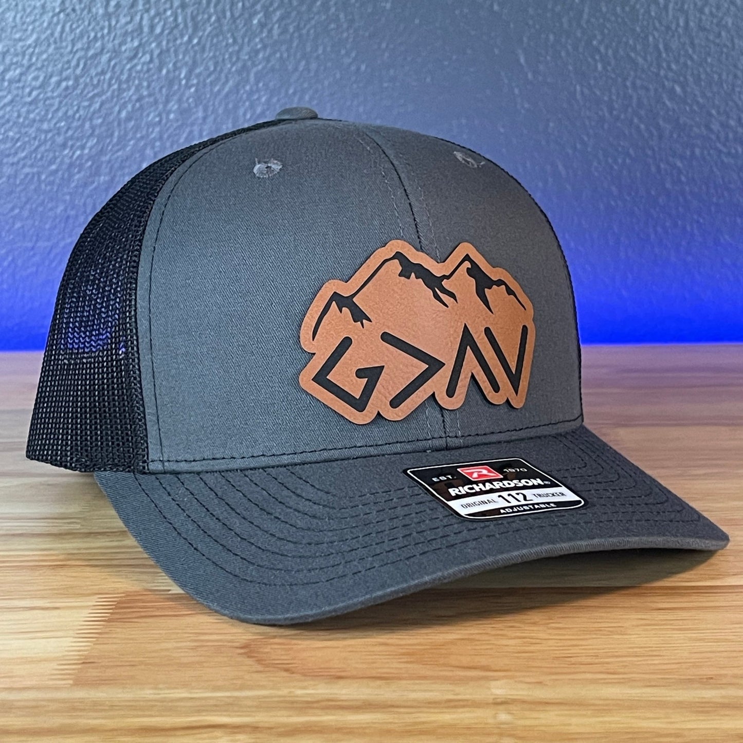 God Is Greater Than The Highs And Lows Christian SnapBack Leather Patch Hat Rawhide Outline - Hollow Point Society - Patch Hat