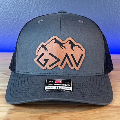 God Is Greater Than The Highs And Lows Christian SnapBack Leather Patch Hat Rawhide Outline - Hollow Point Society - Patch Hat