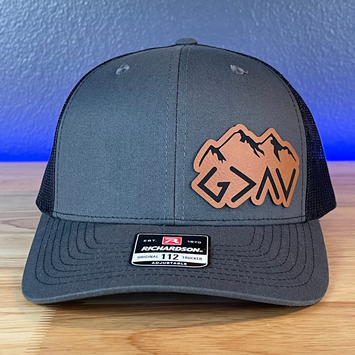 God Is Greater Than The Highs And Lows Christian SnapBack Leather Patch Hat Rawhide Outline - Hollow Point Society - Patch Hat