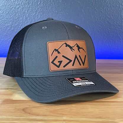 God Is Greater Than The Highs And Lows Christian SnapBack Leather Patch Hat Rawhide Rectangular - Hollow Point Society - Patch Hat