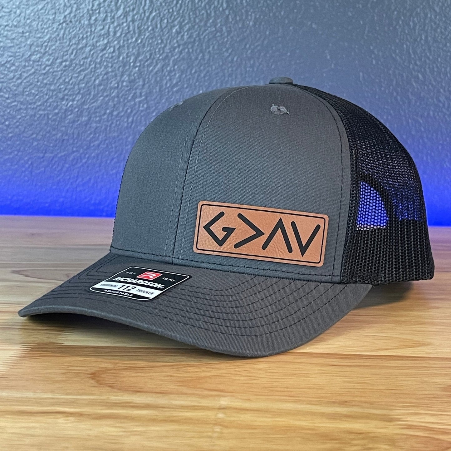 God Is Greater Than The Highs And Lows Christian SnapBack Leather Patch Hat Rawhide Side - Hollow Point Society - Patch Hat