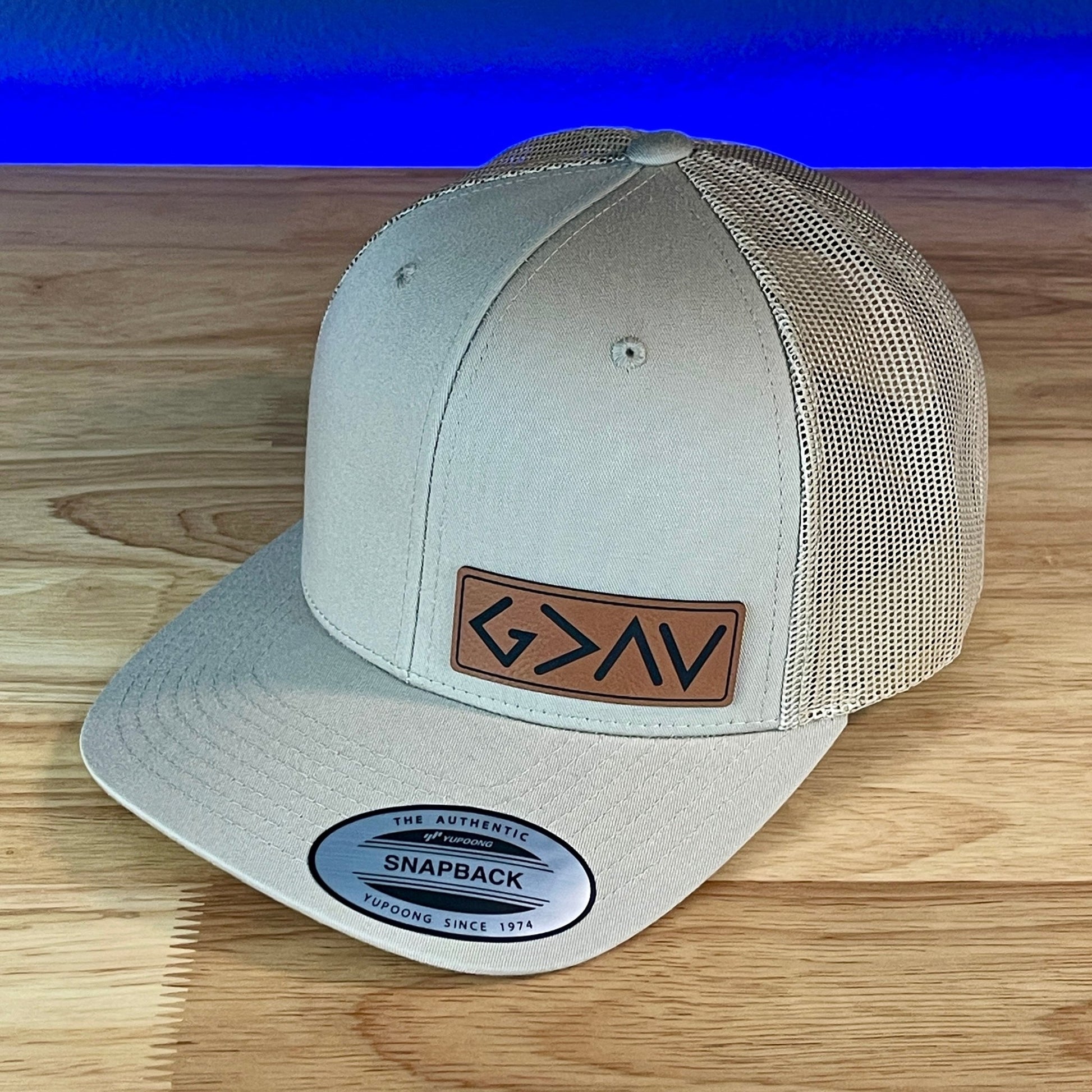 God Is Greater Than The Highs And Lows Christian SnapBack Leather Patch Hat Rawhide Side - Hollow Point Society - Patch Hat