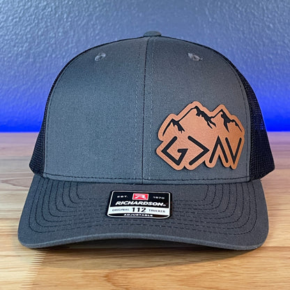 God Is Greater Than The Highs And Lows Christian SnapBack Leather Patch Hat Rawhide Side Outline - Hollow Point Society - Patch Hat