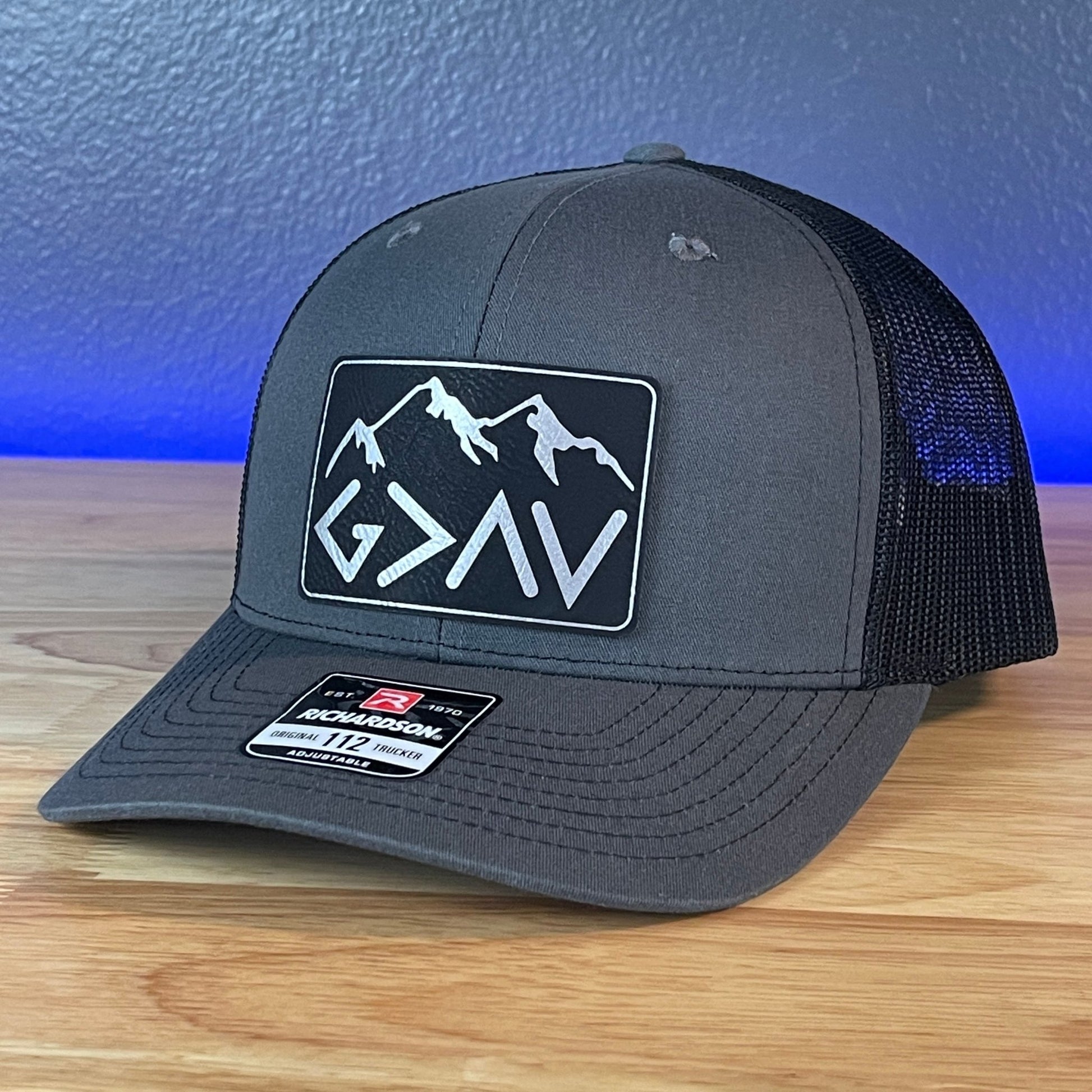 God Is Greater Than The Highs And Lows Christian SnapBack Leather Patch Hat Rectangular Blk/Silv - Hollow Point Society - Patch Hat