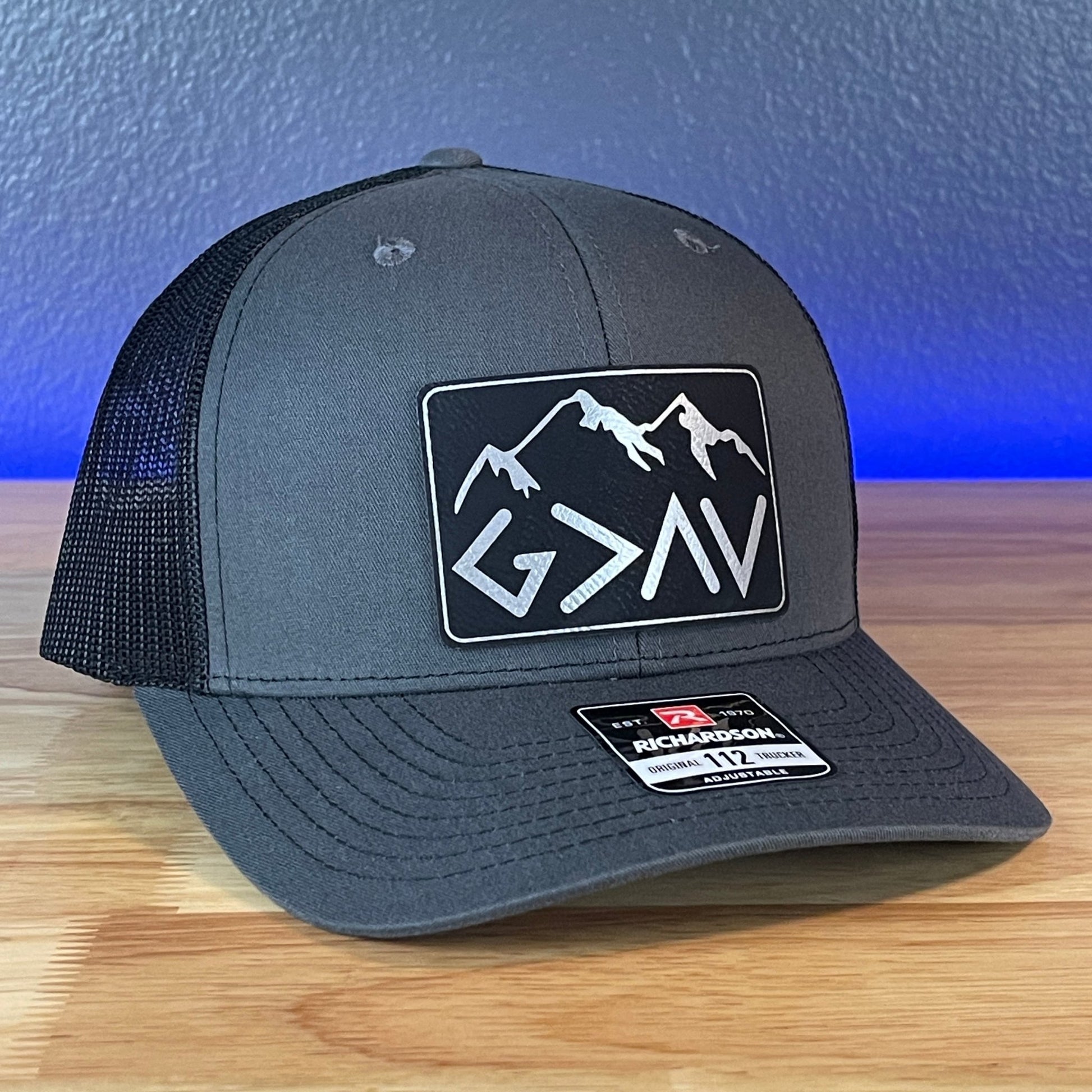 God Is Greater Than The Highs And Lows Christian SnapBack Leather Patch Hat Rectangular Blk/Silv - Hollow Point Society - Patch Hat