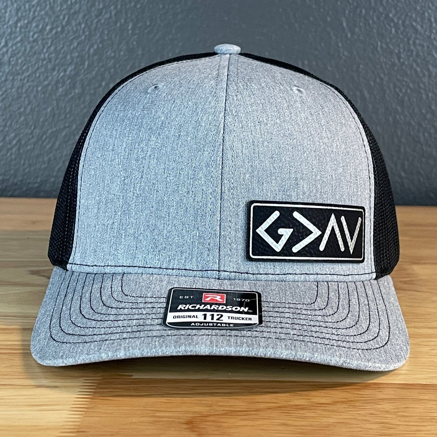 God Is Greater Than The Highs And Lows Christian SnapBack Leather Patch Hat Side Blk/Silv - Hollow Point Society - Patch Hat