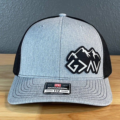 God Is Greater Than The Highs And Lows Christian SnapBack Leather Patch Hat Side Outline Blk/Silv - Hollow Point Society - Patch Hat