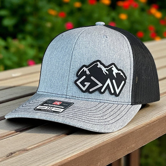 God Is Greater Than The Highs And Lows Christian SnapBack Leather Patch Hat Side Outline Blk/Silv - Hollow Point Society - Patch Hat