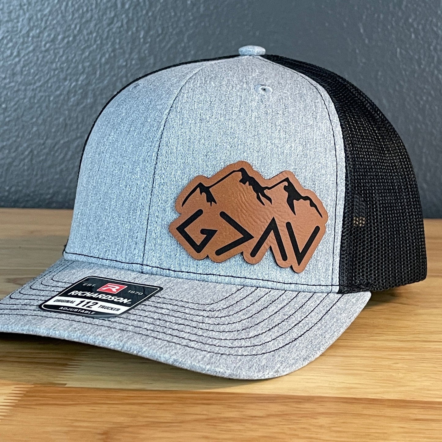 God Is Greater Than The Highs And Lows Christian SnapBack Leather Patch Hat Side Outline - Hollow Point Society - Patch Hat